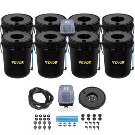 VEVOR DWC Hydroponic System, 5 Gallon 8 Buckets, Deep Water Culture Growing Bucket, Hydroponics Grow Kit with Pump, Air Stone and Water Level Device,