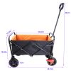 Mini Folding Wagon Garden Shopping Beach Cart (brake+orange+black)