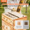 VEVOR Bee Hive 30 Frame Bee Hives Starter Kit, Beeswax Coated Cedar Wood, 2 Deep + 1 Medium Bee Boxes Langstroth Beehive Kit, Transparent Acrylic Wind