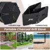 Portable Charcoal Grill Stove Rotatable with Foldable Body and Legs with Handles