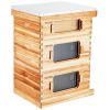 VEVOR Bee Hive 30 Frame Bee Hives Starter Kit, Beeswax Coated Cedar Wood, 2 Deep + 1 Medium Bee Boxes Langstroth Beehive Kit, Transparent Acrylic Wind