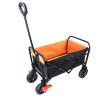 Mini Folding Wagon Garden Shopping Beach Cart (brake+orange+black)