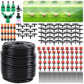 Garden Drip Irrigation Kit,164FT Greenhouse Micro Automatic Drip Irrigation System Kit With Blank Distribution Tubing Hose Adjustable Patio Misting No