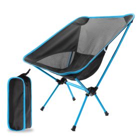 Superhard High Load Outdoor Camping Chair Travel Ultralight Folding Chair Portable Beach Hiking Picnic Seats Fishing Beach BBQ (Color: Sky blue, Ships From: China)