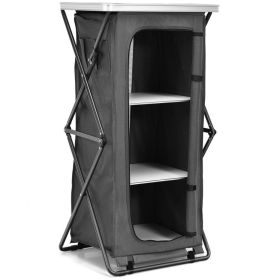 Folding Camping Storage Cabinet with 3 Shelves and Carry Bag (size: L)