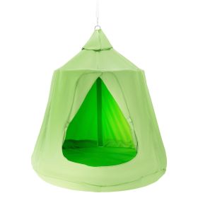 VEVOR Hanging Tree Tent, 330 LBS Capacity Hanging Tent Swing for Indoor and Outdoor Hammock Sensory Swing Chair w/LED Lights String, Inflatable Base, (Type: Fully Enclosed, Color: Green)