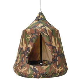 VEVOR Hanging Tree Tent, 330 LBS Capacity Hanging Tent Swing for Indoor and Outdoor Hammock Sensory Swing Chair w/LED Lights String, Inflatable Base, (Type: Fully Enclosed, Color: Camouflage)